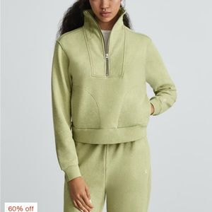 EVERLANE The Track Half Zip Organic Cotton Sweatshirt